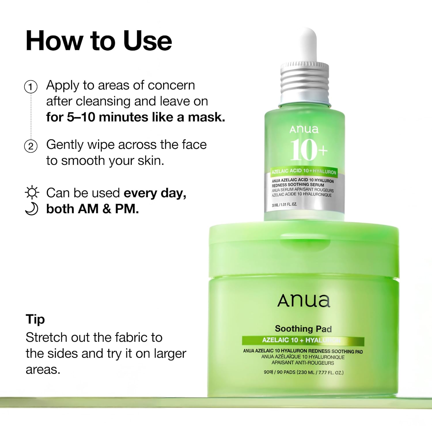 Anua Azelaic 10 Hyaluron Redness Soothing90 Pad 230 ML