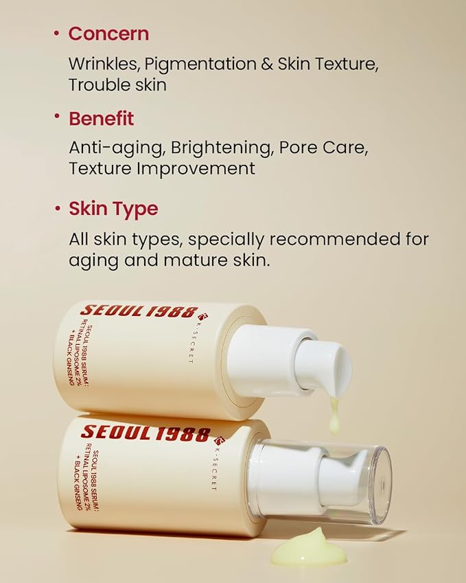 K-SECRET SEOUL 1988 Retinal Serum: Retinol Serum for Face Anti Aging Wrinkle Care - 2%